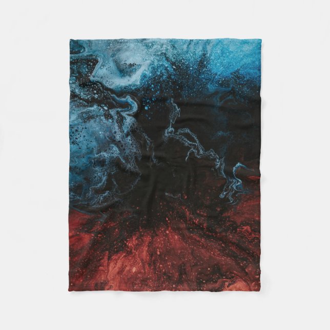 Rote und blaue Tapete Fleecedecke (Vorderseite)