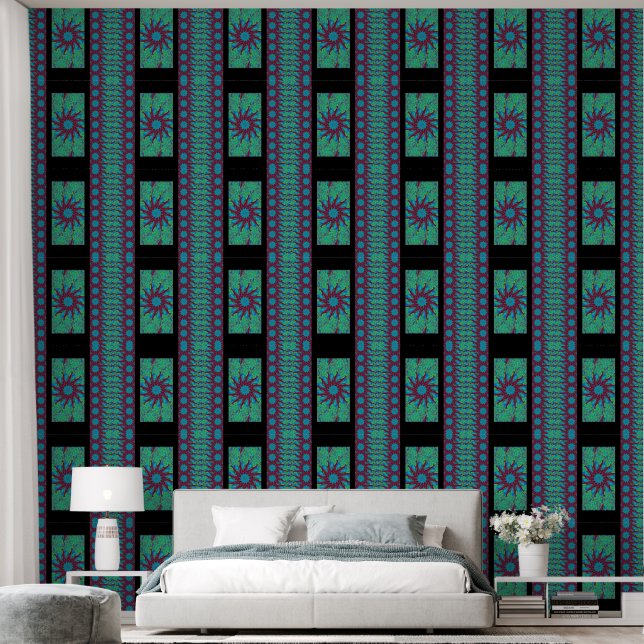 Rote und blaue Wildblume Tapete (Schlafzimmer)
