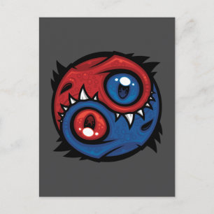 Rote und blaue Yin-Yang-Drachen Postkarte
