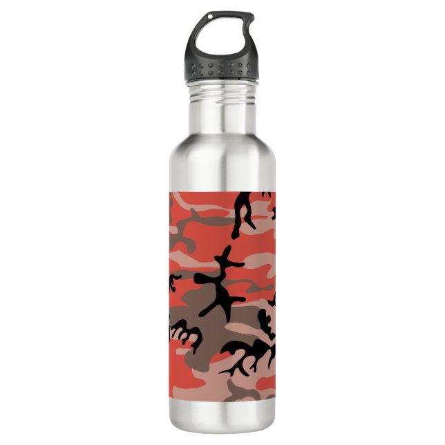 Rote und braune Camouflage, Militär, Armee Edelstahlflasche (Vorderseite)
