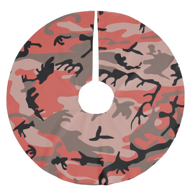 Rote und braune Camouflage, Militär, Armee Polyester Weihnachtsbaumdecke (Vorderseite)