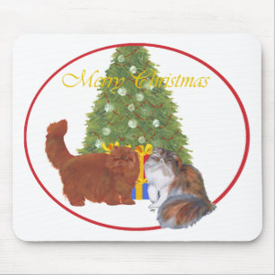 Rote und Calico Perserkatzen Weihnachten Mousepad