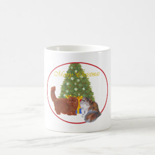 Rote und Calico Persische Katzen Weihnachten Kaffeetasse