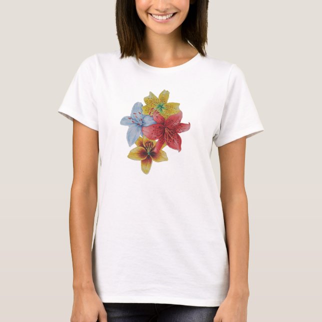 Rote und gelbe Blume T-Shirt (Vorderseite)