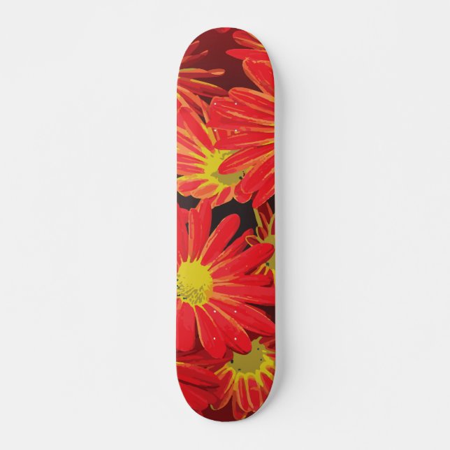 Rote und gelbe Blumen 1 Skateboard (Vorne)