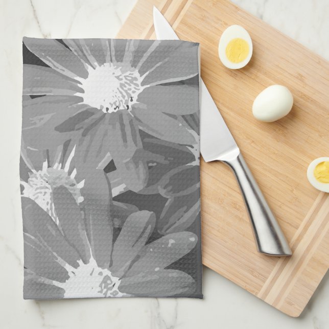 Rote und gelbe Blumen 2 Geschirrtuch (Viertel Falte)