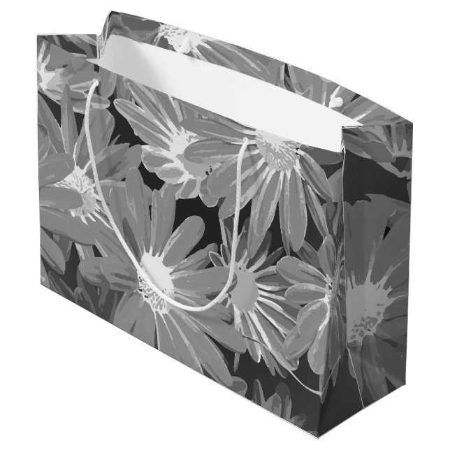 Rote und gelbe Blumen 2 Große Geschenktüte (Rückseite Schrägansicht)