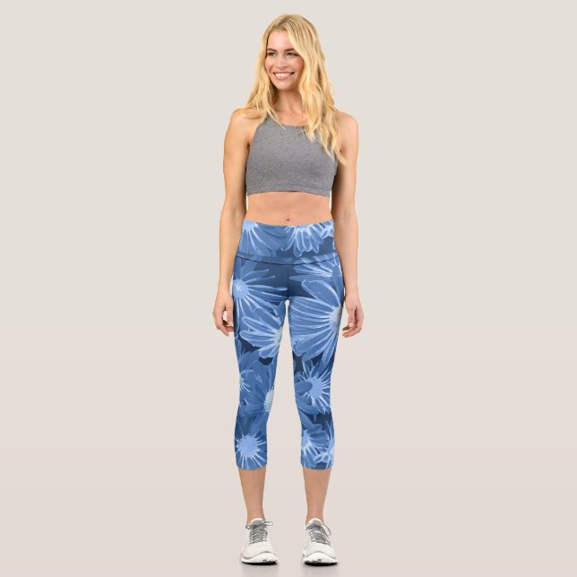 Rote und gelbe Blumen 3 Capri Leggings (Vorderseite)
