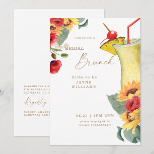 Rote und gelbe Blumen Hochzeitsbrunch Bunt   Einladung