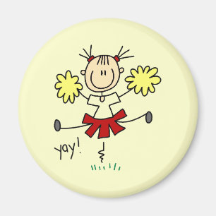 Rote und gelbe Cheerleader-T-Shirts und Geschenke Magnet