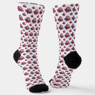 Rote und gelbe Chrysanthematuelle weiß Socken