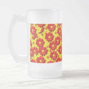 Rote und gelbe Dahlien-Blume Mattglas Bierglas