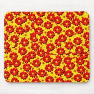 Rote und gelbe Dahlien-Blume Mousepad