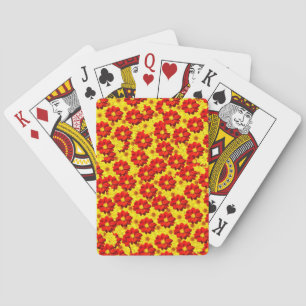 Rote und gelbe Dahlien-Blume Spielkarten