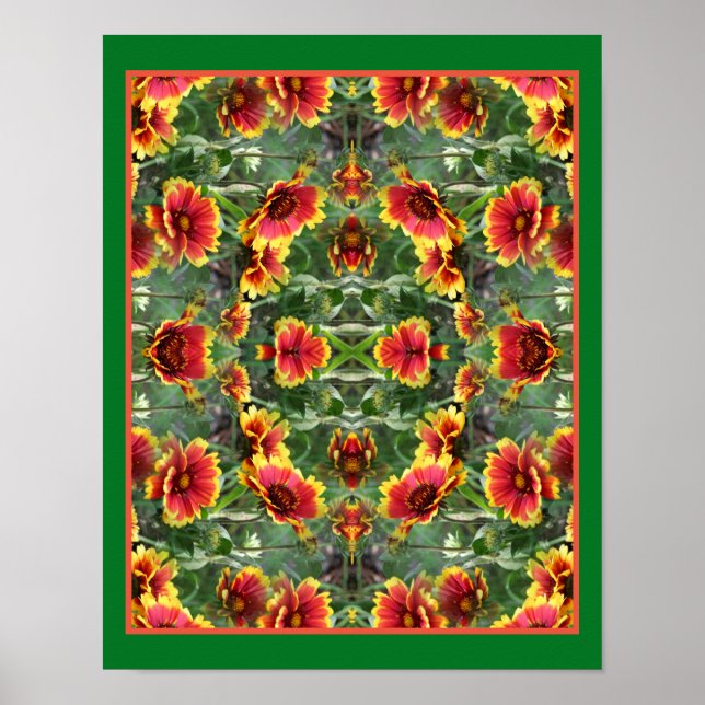 Rote und gelbe Daisy-Blume Abstrakt Poster (Vorne)