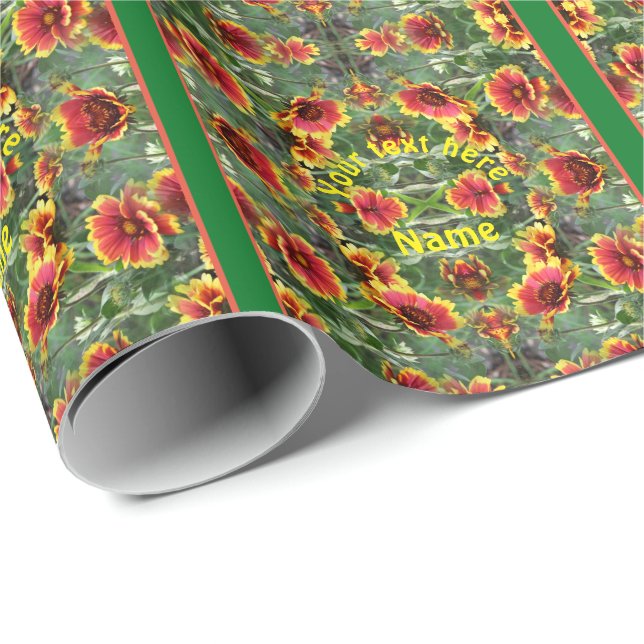 Rote und gelbe Daisy-Blume Personalisiert Geschenkpapier (Rolleneckpunkt)