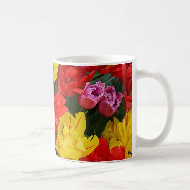 Rote und gelbe Frühlingtulis Kaffeetasse (Rechts)
