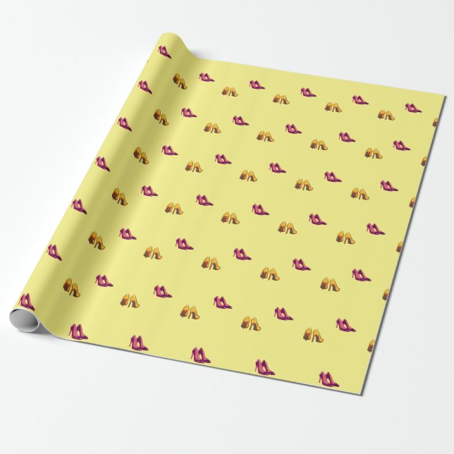 rote und gelbe Heelse Geschenkpapier (Ungerollt)