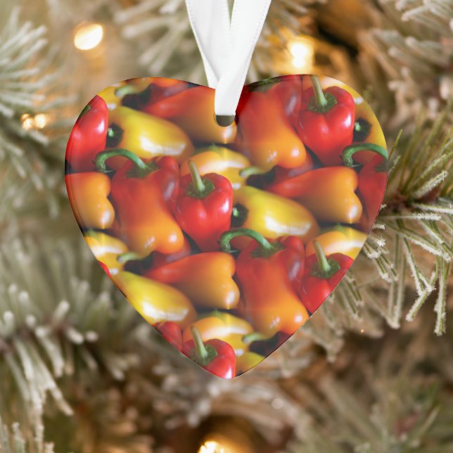 Rote und gelbe Paprikaschoten Acrylschmuck Ornament (Baum)