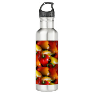 Rote und gelbe Paprikaschoten Edelstahlflasche