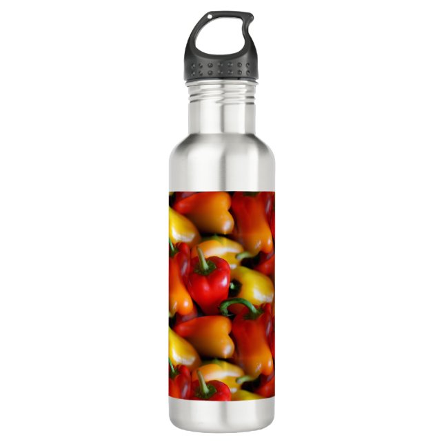 Rote und gelbe Paprikaschoten Edelstahlflasche (Vorderseite)