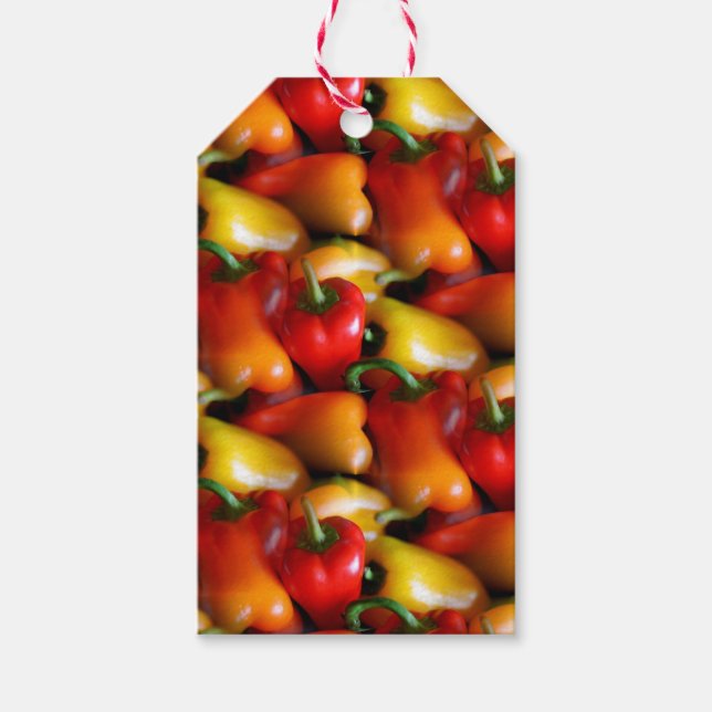 Rote und gelbe Paprikaschoten Geschenkanhänger (Vorderseite)