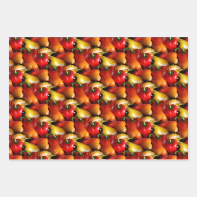 Rote und gelbe Paprikaschoten Geschenkpapier Set (Vorderseite)