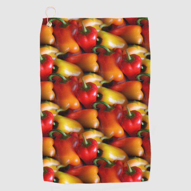 Rote und gelbe Paprikaschoten Golfhandtuch (Vorderseite)