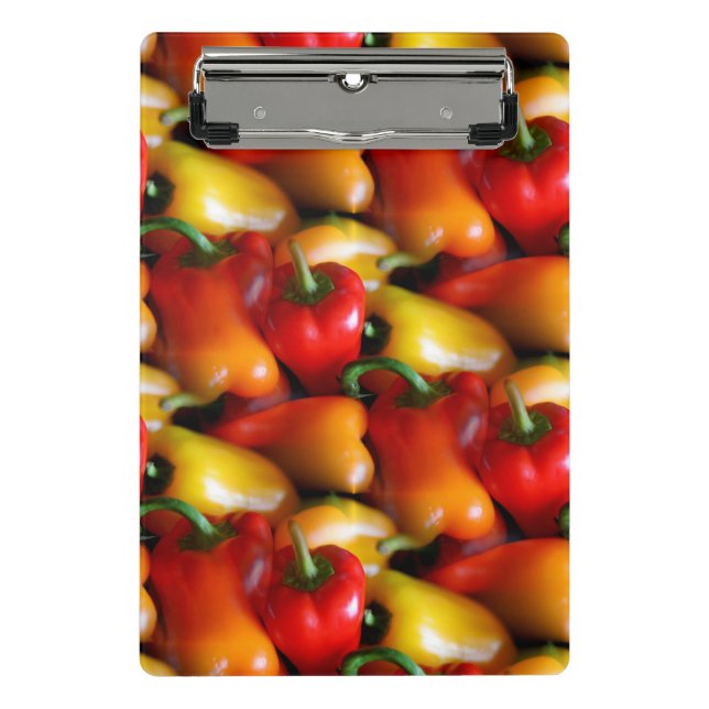 Rote und gelbe Paprikaschoten Mini Klemmbrett (Vorderseite)