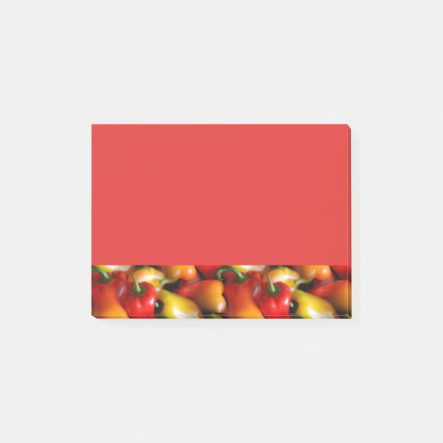 Rote und gelbe Paprikaschoten Postit-Hinweise Post-it Klebezettel (Vorderseite)