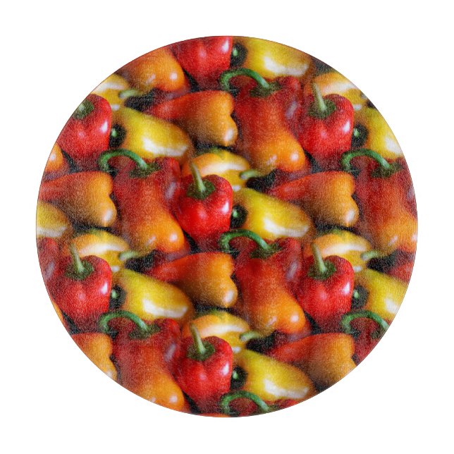 Rote und gelbe Paprikaschoten Schneidebrett (Vorderseite)