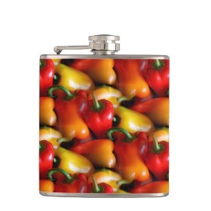Rote und gelbe Paprikaschoten Vinyl Wrapped Flask Flachmann