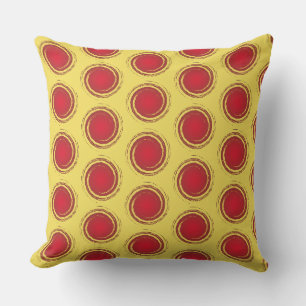 Rote und gelbe Polka Dots Circle Sun Summer Kissen