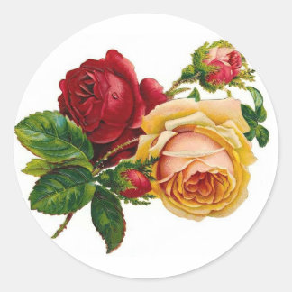 Rote und Gelbe Rosen Runder Aufkleber