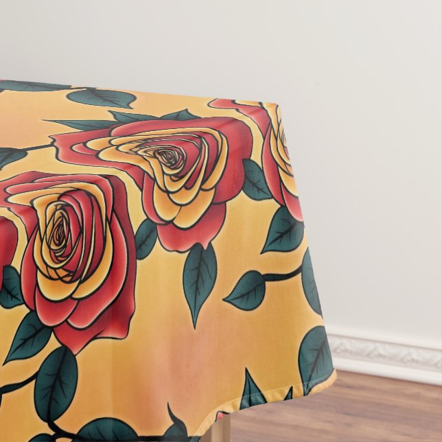 Rote und gelbe Rosen Tischdecke (Beispiel)