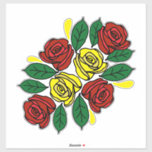 Rote und gelbe Rosen, Volkskunst-Narrowboat