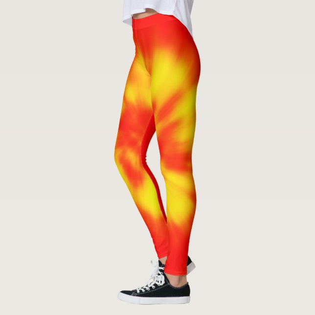Rote und gelbe Solarfackeln Chic, Vulkanausbruch Leggings (Links)
