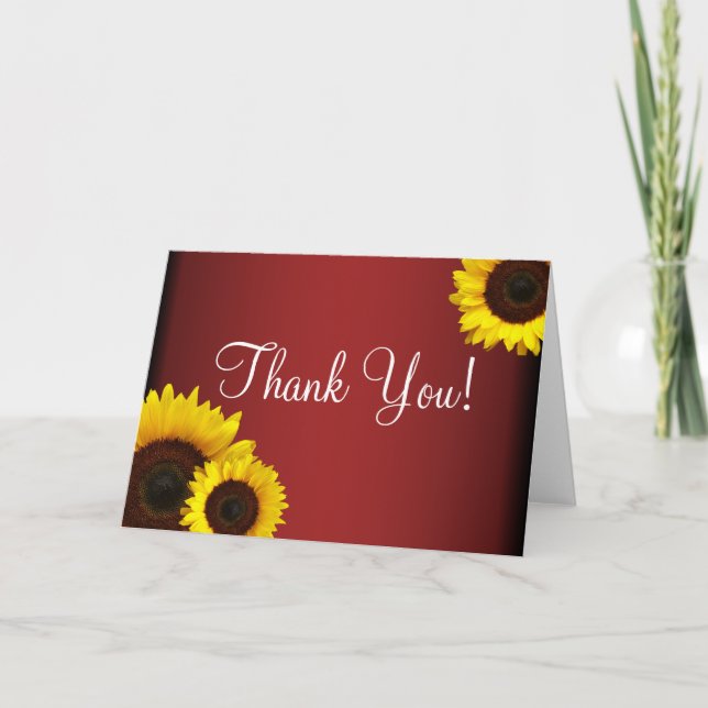 Rote und gelbe Sonnenblumen Danke, Card Dankeskarte (Vorderseite)