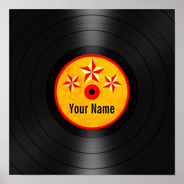 Rote und gelbe Sterne Personalisierter Vinyl Recor Poster (Vorne)