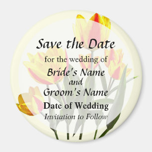 Rote und gelbe Streifen Tulpen Save the Date Magnet