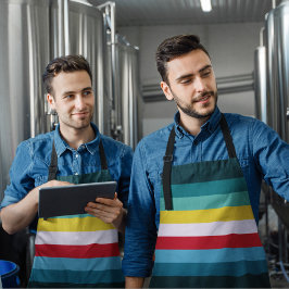 Rote und gelbe Streifen zwischen Blauen Farbtönen Schürze