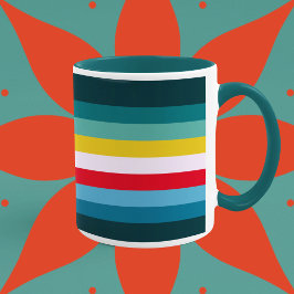 Rote und gelbe Streifen zwischen Blauen Farbtönen Tasse