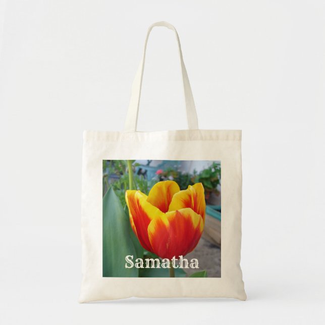 Rote und Gelbe Tulip Blumengarten Foto Traumtasche Tragetasche (Vorne)