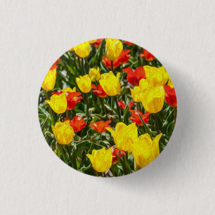 Rote und gelbe Tulissen Button