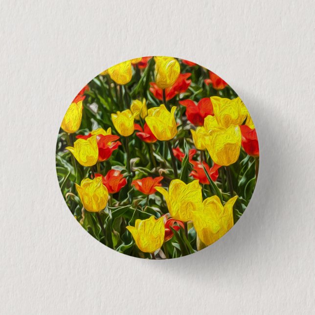 Rote und gelbe Tulissen Button (Vorderseite)
