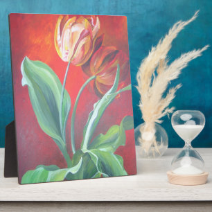 Rote und gelbe Tulpen Fotoplatte