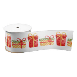 Rote und gelbe Weihnachtsgeschenke Satin Ribbon Satinband