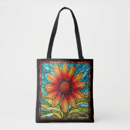 Rote und gelbe Wildblume aus festem Glas Tasche