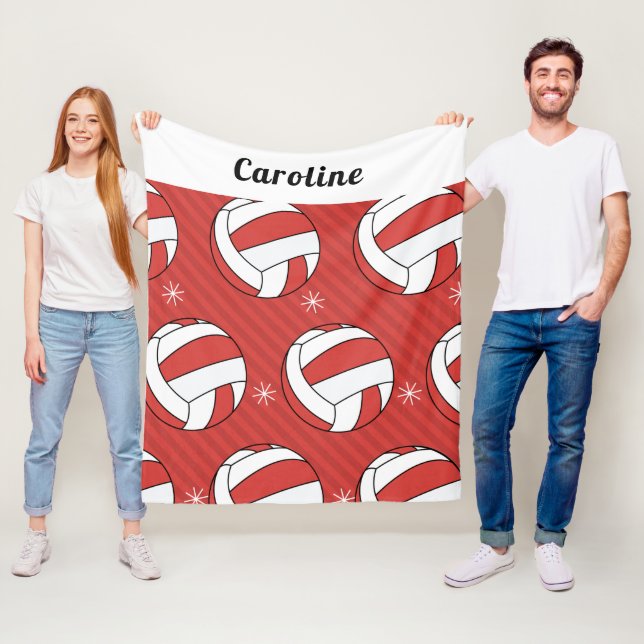 Rote und gestreifte Volleyballkugel Muster Kinder  Fleecedecke (Beispiel)