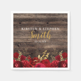 Rote und goldblütige Rustikale Hochzeit von Landwa Serviette